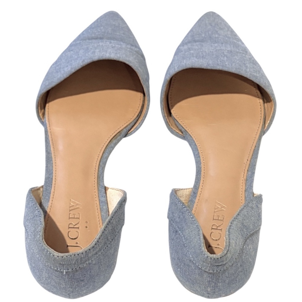 J. Crew Blue Demim Flats With Pointed Toe And D'o… - image 5